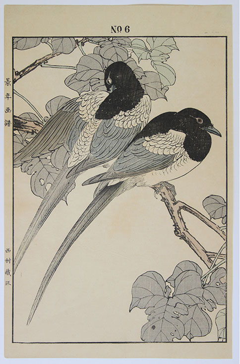 Imao KEINEN Two Magpies on a Mulberry Branch