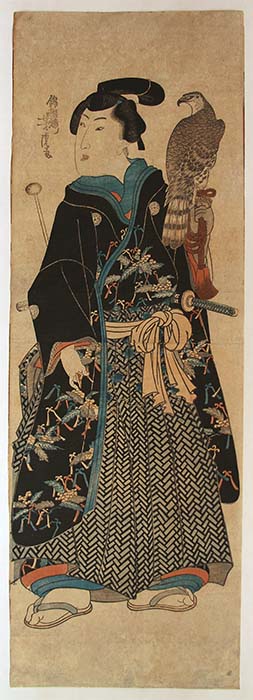 Utagawa YOSHITORA Young man with falcon