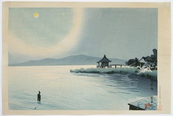Tokuriki TOMIKICHIRO (1902-1999) Biwako (The Biwa Lake and Ukimi-dô Pavilion in the Moonlight)