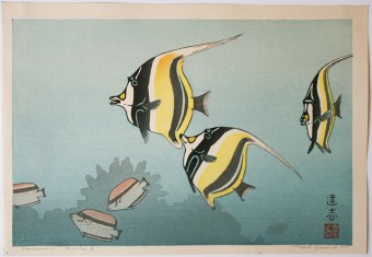 Toshi YOSHIDA - Original Japanese Woodblock Print - Shin Hanga - Hawaiian Fishes