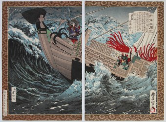 Utagawa TOYONOBU and Kobayashi KIYOCHIKA Shikoku nada no bōfū 
