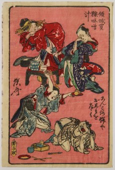 Kawanabe KYŌSAI Keisei kai nuka miso shiru, Ankoromochi de oshiri o tataku